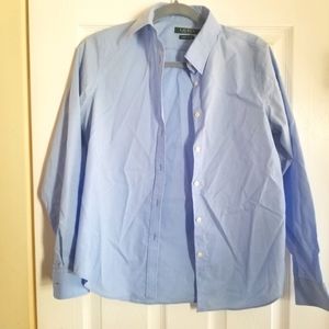 Ralph Lauren Womens Blue Non Iron Cotton Long Sleeve Button down Shirt S